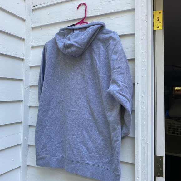 Under Armour Fitted Heather Gray Hoodie with Vibrant Yellow Logo - Picture 6 of 7